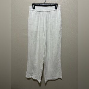 MATE the Label Organic Cotton Gauze Wide Leg Pants Size Medium White Coastal